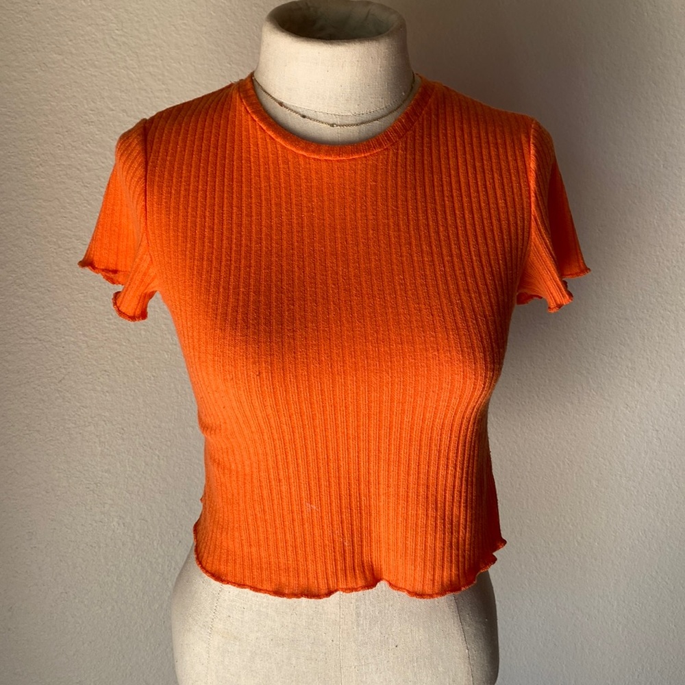 Cropped Orange Short Sleeve Tee